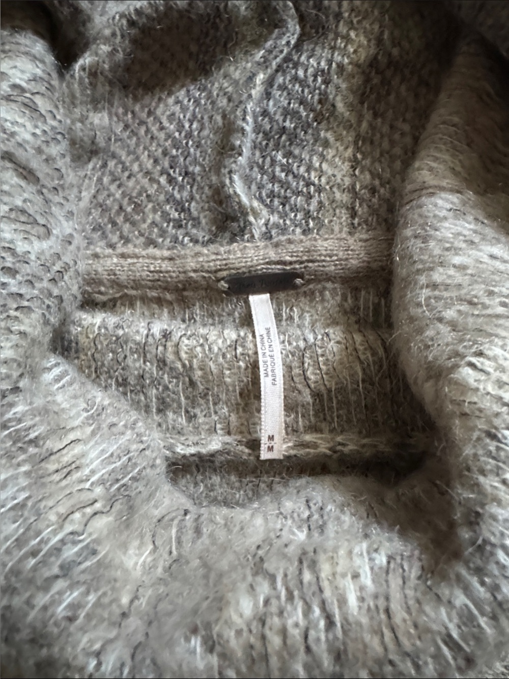 Free People Cozy Grey Knit Sweater - Soft Fuzzy Texture